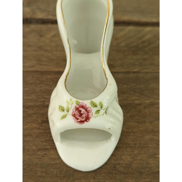 Vintage Rose Bud Porcelain Open Toe Shoe - Picture 4 of 8